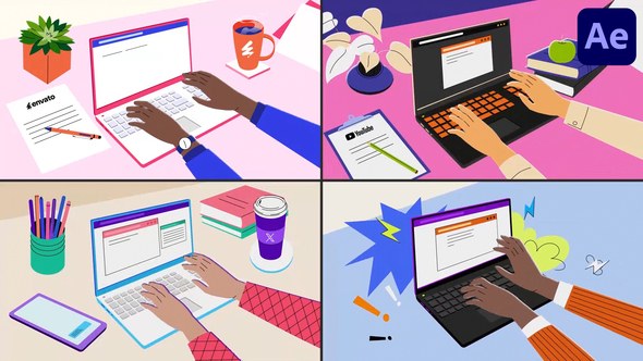 Videohive Typing Hands Explainer for After Effects Openers template preview