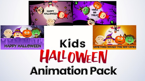 Videohive Kids in Halloween Costumes - Cartoon Animation Pack Openers template preview