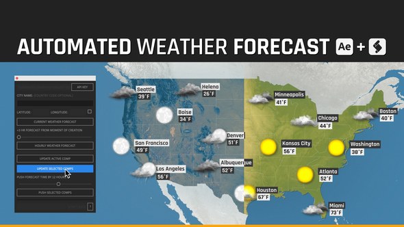 Videohive Automated WEATHER Forecast - Script and Template for After Effects Broadcast-packages template preview