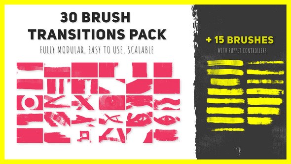 30 Brush Transitions Pack Video Displays template preview