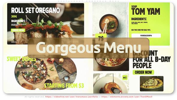 Videohive Restaurant Gorgeous Menu Product Promo template preview