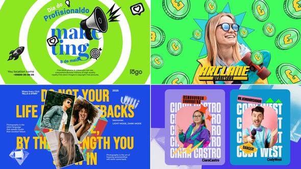 Videohive Creative Typography Intro & Photo Montage вЂ“ Unique Titles & Slideshow Templates Openers template preview