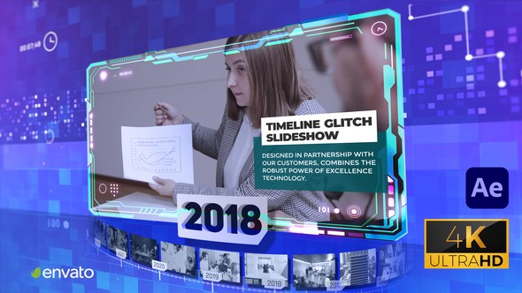 Videohive Corporate Timeline Glitch Slideshow 4k Elements template preview