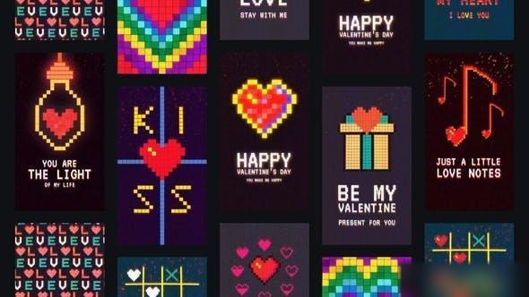 Videohive Valentines Day Pixel Stories Openers template preview