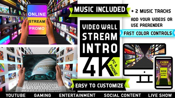 Videohive Media Streaming Content Intro Logo Video Displays template preview