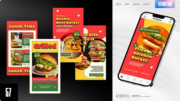 Videohive Hamburger Instagram Stories Video Displays template preview