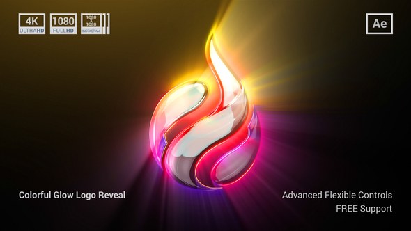 Videohive Colorful Glow Logo Reveal Video Displays template preview