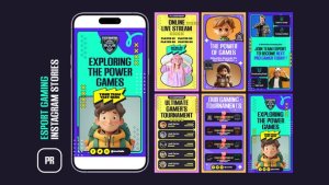 ESport Gaming Instagram Stories MOGRT Premiere Pro template preview