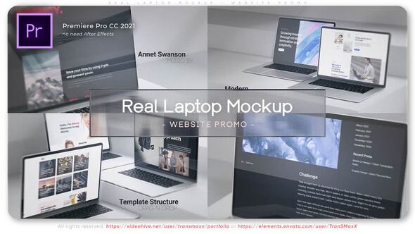 Real Laptop Mockup Website Promo Premiere Pro template preview