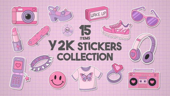 Videohive Y2K Stickers Collection Elements template preview