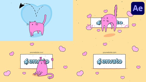 Videohive Romantic Cat Logo for After Effects Logo Stings template preview