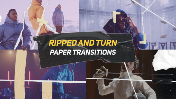 Videohive Ripped and Turn Paper Transitions Elements template preview