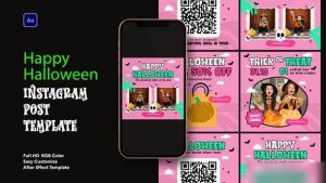 Videohive Happy Halloween Sale Instagram Post Openers template preview