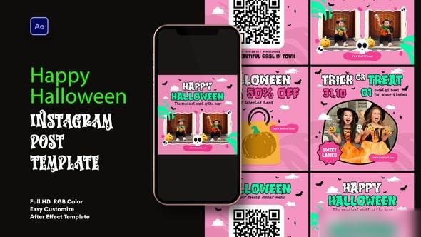 Videohive Happy Halloween Sale Instagram Post Openers template preview