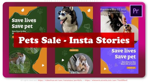 Pets Sale Instagram Stories Premiere Pro template preview