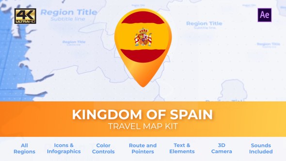 Videohive Spain Map - Kingdom of Spain Travel Map Video Displays template preview