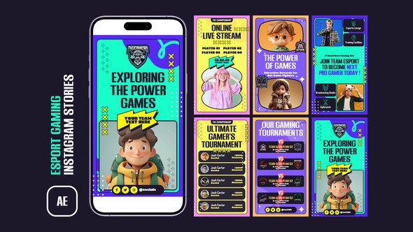 Videohive ESport Gaming Instagram Stories 51753554 Broadcast-packages template preview