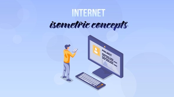 Internet - Isometric Concept Video Displays template preview