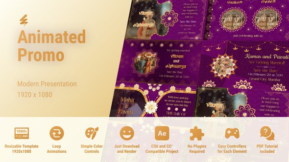 Videohive Save The Date Indian Invitation Video Displays template preview