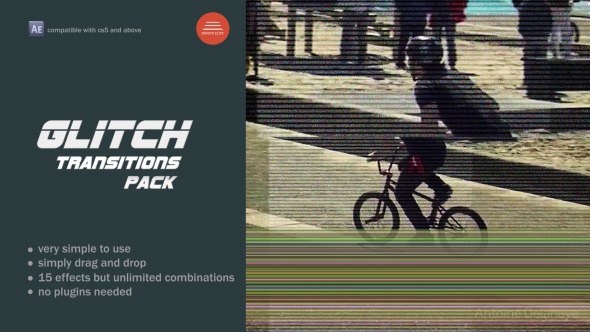 Glitch Transitions Pack Video Displays template preview