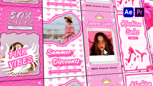 Videohive Pink Stories Pack Titles template preview