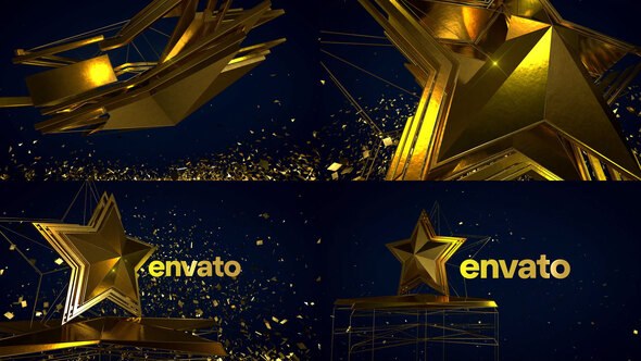 Videohive Golden star logo awards opener Elements template preview
