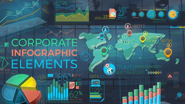 Colorful Corporate Infographic Elements Video Displays template preview