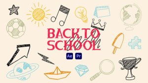 Videohive Back to School Scribble Icons Titles template preview