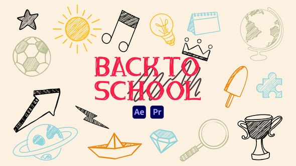 Videohive Back to School Scribble Icons Titles template preview