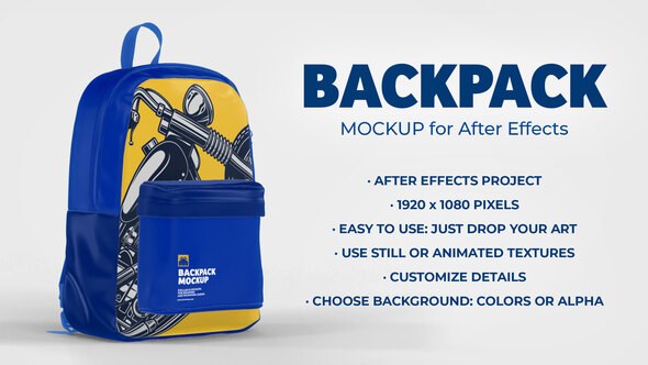 Videohive Backpack - 5 Scenes Mockup Template - Animated Mockup PRO Product Promo template preview