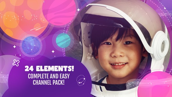 Videohive Kids Tv Streaming And Youtube Channel Pack Space Themed Broadcast-packages template preview