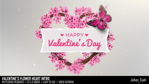Videohive Valentines Flower Heart Intro Openers template preview
