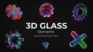 Videohive 3D Glass Colorful Elements вЂ“ Vibrant Transparent Shapes Pack Elements template preview