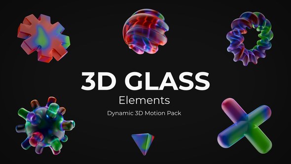 Videohive 3D Glass Colorful Elements вЂ“ Vibrant Transparent Shapes Pack Elements template preview