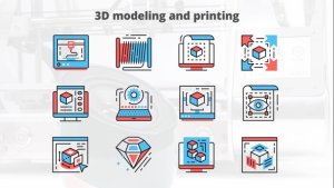 3d Modeling And Printing – Thin Line Icons Video Displays template preview