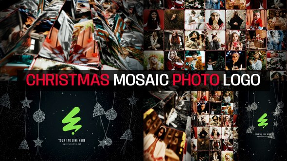 Videohive Christmas Mosaic Photo Logo Openers template preview