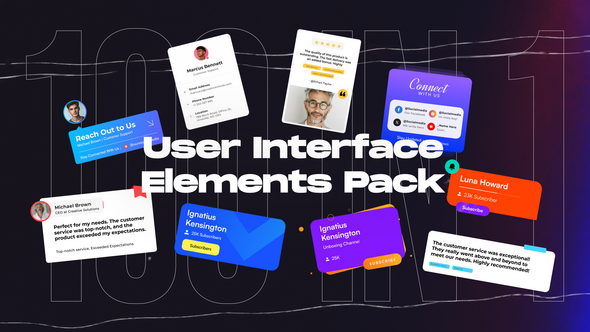 Videohive 100 User Interface Elements Pack Titles template preview