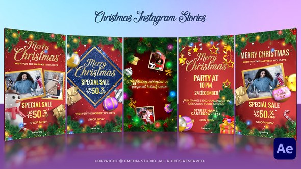 Videohive Christmas Instagram Stories 55693426 Openers template preview