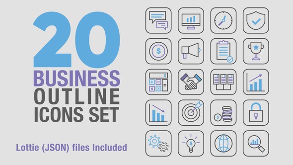 Videohive Business Outline Icons Elements template preview
