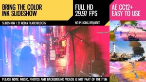 Videohive Bring the Color (Ink Slideshow) Video Displays template preview