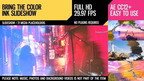 Videohive Bring the Color (Ink Slideshow) Video Displays template preview