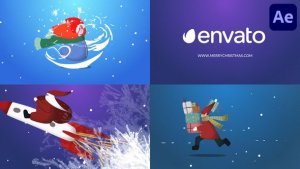 Cartoon Christmas Logo Pack for After Effects Video Displays template preview