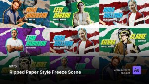 Videohive Intro - Ripped Paper Style Freeze Scene After Effects Template Video Displays template preview