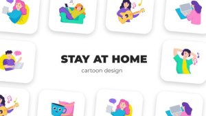 Videohive Stay at home - Cartoon Design Elements template preview