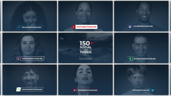 Videohive 150+ Social Media Lower Thirds Elements template preview
