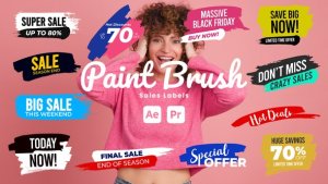 Videohive Paint Brush Sale Labels Titles template preview