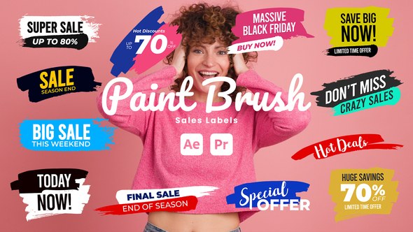 Videohive Paint Brush Sale Labels Titles template preview