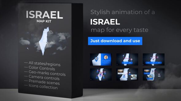 Israel & Palestinian Territories Map - State of Israel Map Kit Video Displays template preview