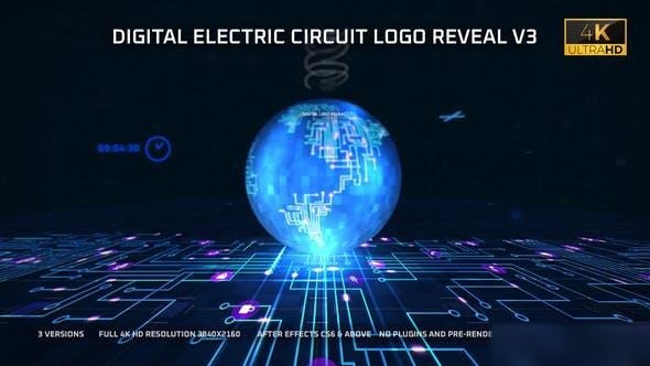 Videohive Digital Electric Circuit Logo Reveal- v3 Logo Stings template preview