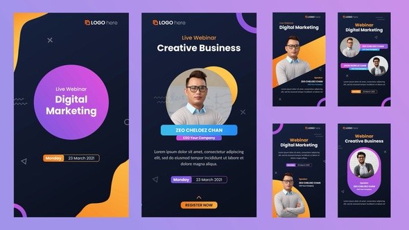 Videohive Webinar Instagram Story Broadcast-packages template preview